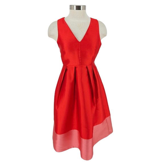 Maeve Fit Flare Dress Holiday Red Sleeveless V Neck Cross Back A Line 2 - Picture 1 of 8